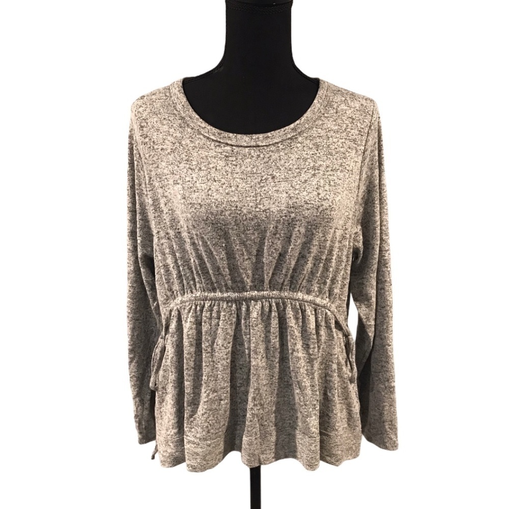 Caslon Cozy Tie Waist Peplum Top Heather Grey